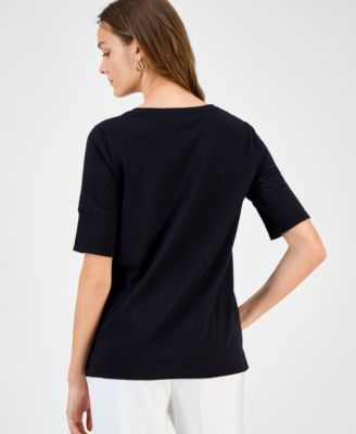 Women's Button-Cuff Crewneck T-Shirt