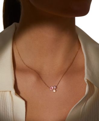 Cubic Zirconia Trio Pendant Necklace & Stud Earrings, 16" + 2" extender