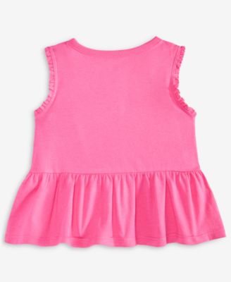 Baby Girls Solid Rib Ruffled Tank Top, Exclusively at Macy's