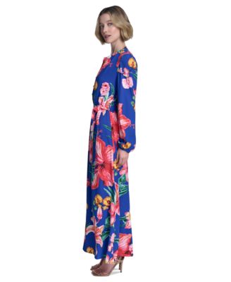 Women's Button-Front Belted Maxi Dress