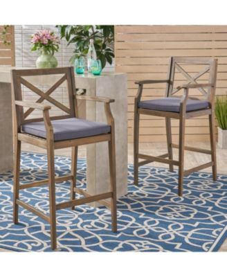 Streamdale Logan Acacia Wood Patio Barstools, Set of 2 Transitional Charm with Durable Design