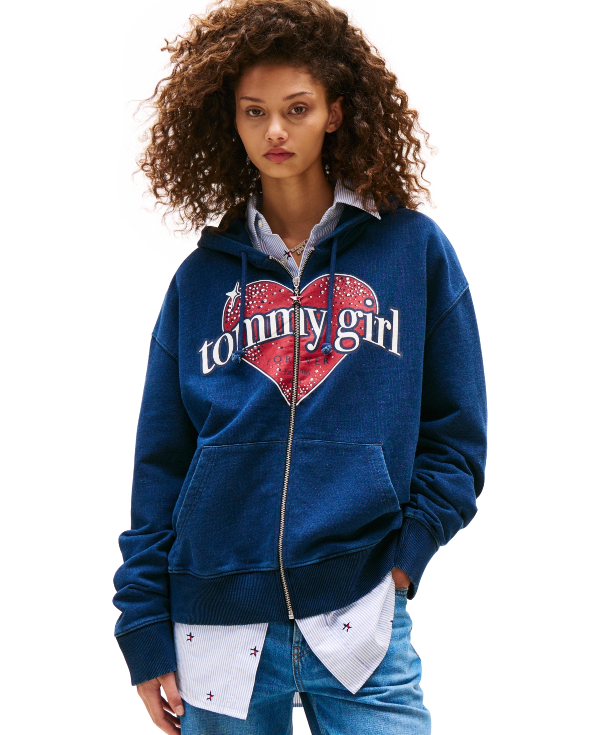 Tommy Girl Women's Full Zip Hoodie - Washed Desert Sky
