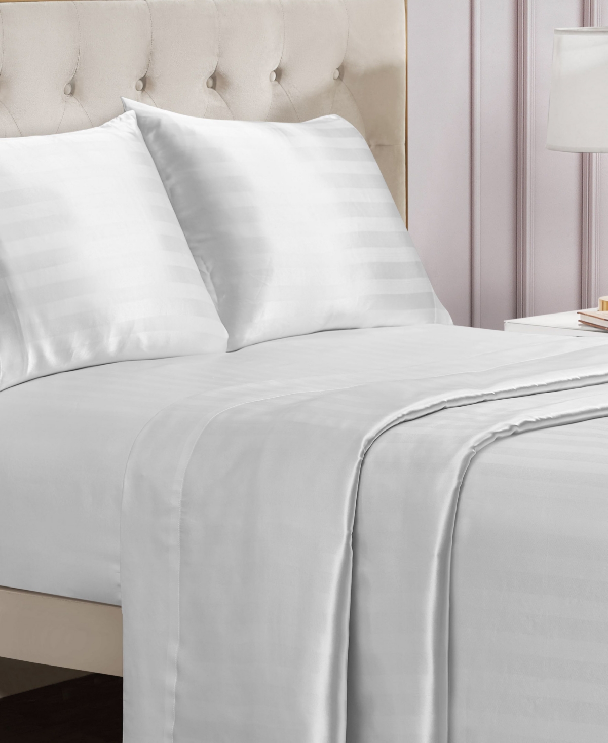 Juicy Couture Satin Damask 3-pc. Sheet Set, Twin In Brilliant White