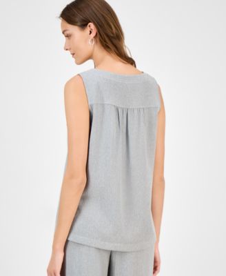 Women's Textured Scoop-Neck Sleeveless Top