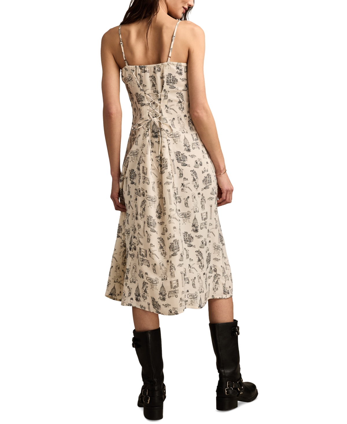 LUCKY BRAND WOMEN'S SIMONE PRINTED MIDI SLIP DRESS 