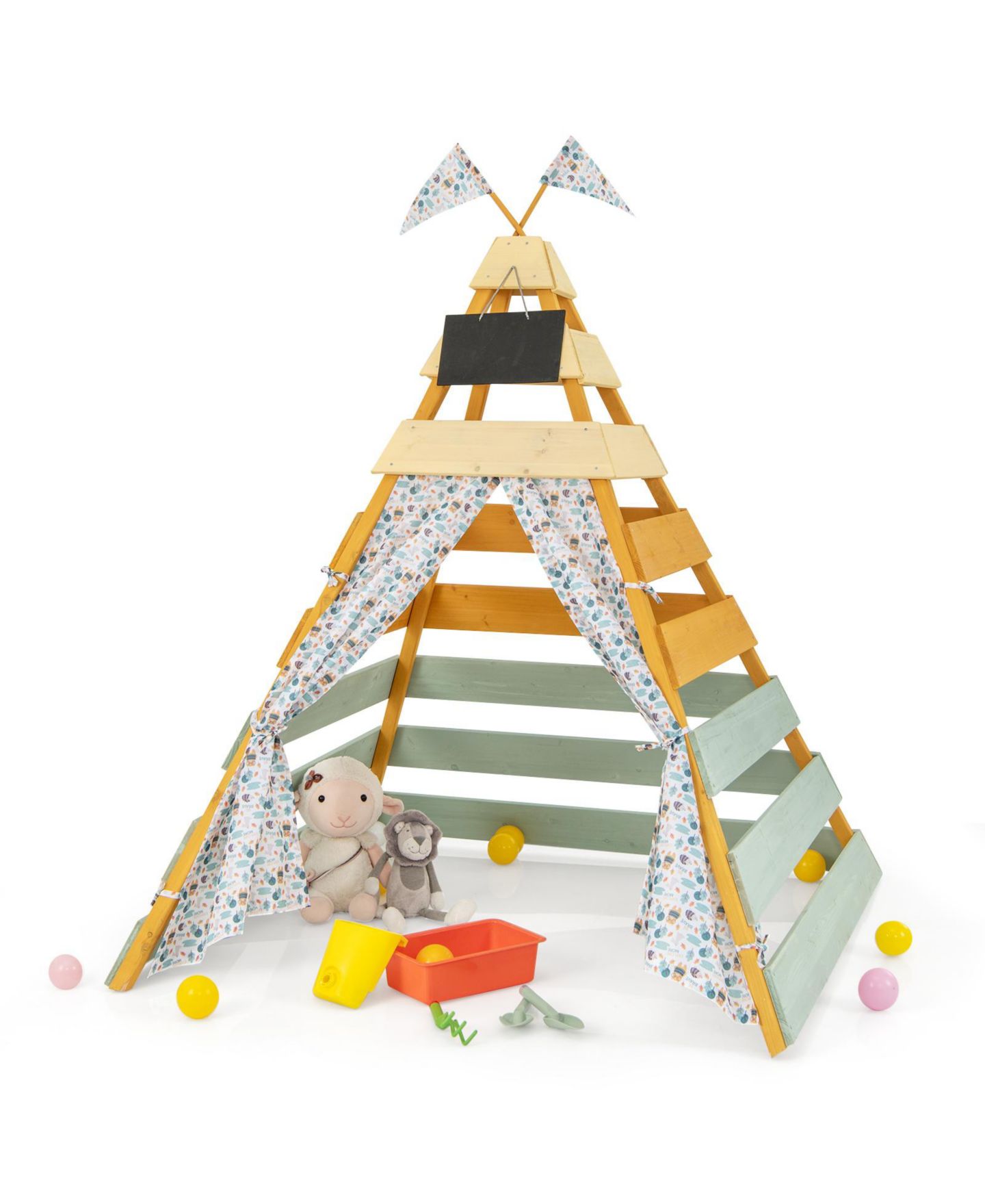 Детская игрушка GOUUN Triangle Hideaway Playhouse with Removable Chalkboard, Ages 3+, цвет: Зелёный — фото 1