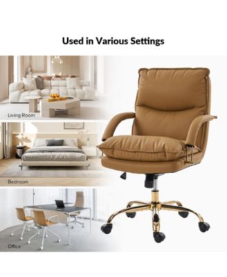 Pell Swivel Tilting Leather Upholstered Office Chair with Adjustable Height