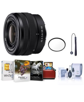 FE 28-60mm f/4-5.6 Lens, Bundle with 40.5mm UV Filter, Cleaning Kit, Lens Cap Tether, Mac Software Kit