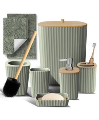 8-Piece Complete Bathroom Decor & Accessory Set with Bath Rugs