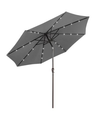 10FT Solar Umbrella LED Market Steel Tilt w/ Crank Patio