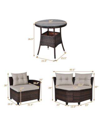 4PCS Outdoor Patio Rattan Furniture Set Cushioned Sofa Table