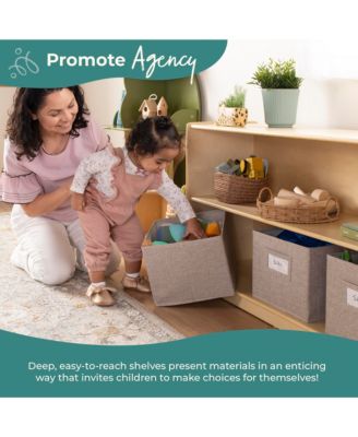 EdQ 2-Shelf Open Storage 24" - White: Wooden Kids' Classroom Storage Furniture, Playroom and Bedroom Toy Cube Organizer