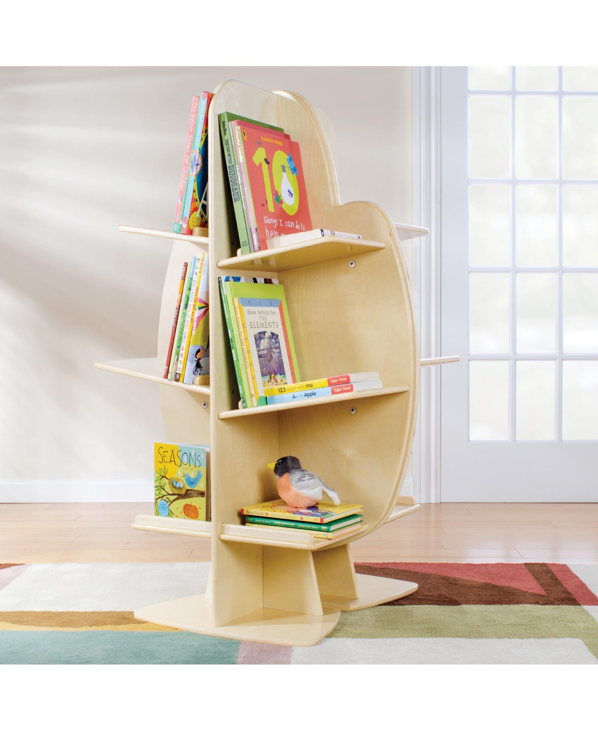Guidecraft EdQ Reading Tree - Natural: Wooden Standing Bookshelf for Kids', Book Rack Toys and School Supplies Homeschool