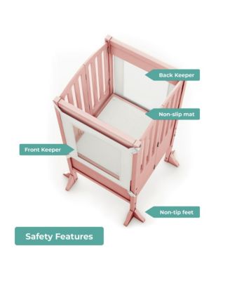 Contemporary Kitchen Helper Toddler Step Stool - Ivory: Adjustable, Kids Foldable Learning Toddler Tower with Safety Mat