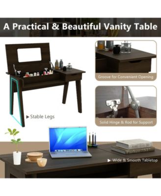 Dressing Table with Flip Mirror and Storage Drawer