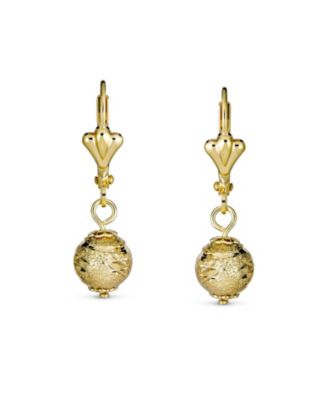 Set of 2 Drop Ball Earrings in Gold Plated Brass - 6MM & 10MM