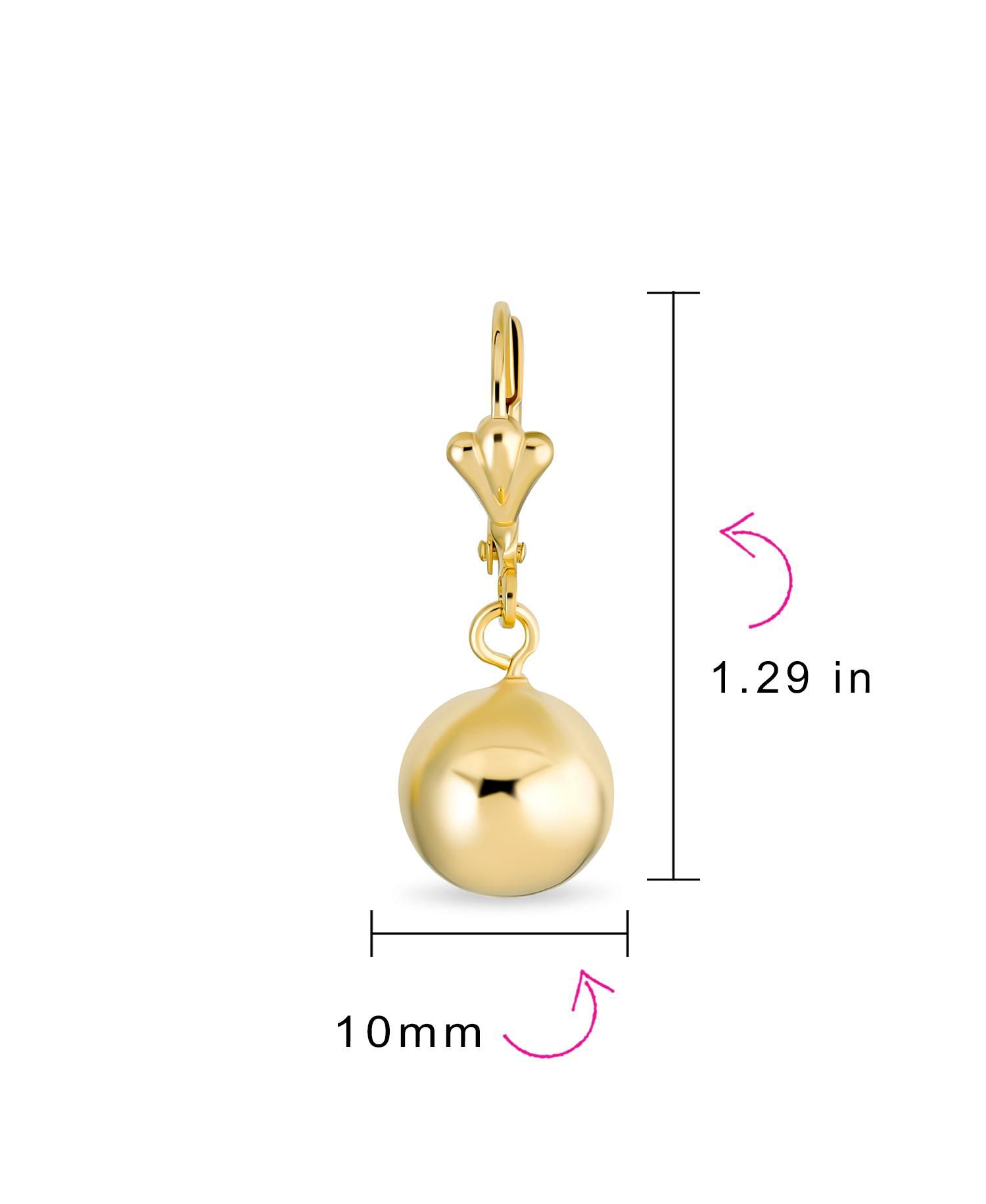 Classic Polished Gold Plated 6,10MM Ball Drop Earrings Lever Back (2 Set)