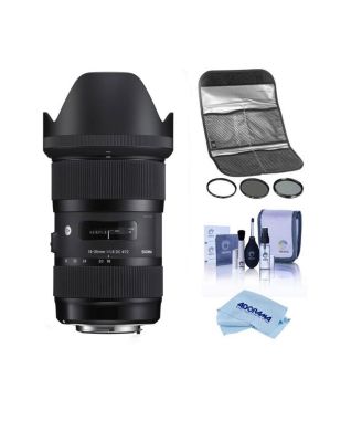 18-35mm f/1.8 DC HSM ART Lens for Nikon F, Bundle with Hoya 72mm Filter Kit II, Cleaning Kit, Cleaning Cloth