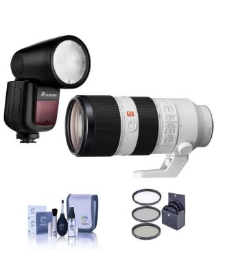 FE 70-200mm f/2.8 GM OSS Lens for Sony E, Bundle with Flashpoint Zoom Li-on X R2 TTL Flash, 77mm Filter Kit, Cleaning Kit