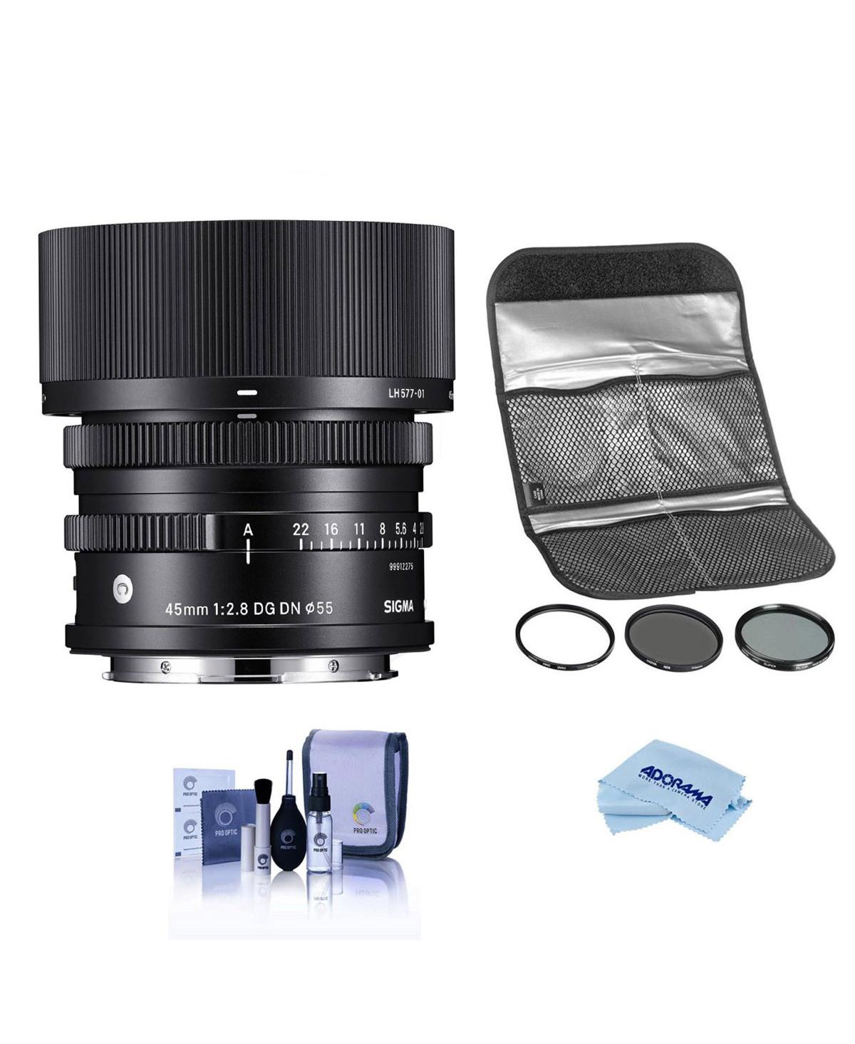 Sigma 45mm f/2.8 Dg Dn Contemporary Lens for L Mount Bundle with Hoya 55mm Digital Filter Kit Ii, Cleaning Kit, Cloth