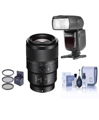 FE 90mm f/2.8 Macro G OSS Lens, Bundle with Flashpoint Zoom Li-on R2 TTL On-Camera Flash Speedlight, 62mm Filter Kit, Cleaning Kit