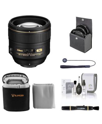 85mm f/1.4G IF AF-S NIKKOR Lens, Bundle with ProOptic 77mm Filter Kit, Lens Case, Lens Cleaner, Cleaning Kit, Lens Cap Tether
