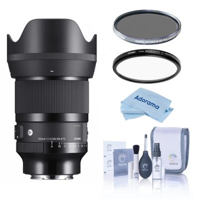 50mm f/1.4 DG DN Art Lens for Sony E, Bundle With Tiffen 77mm UV and CPL Filters