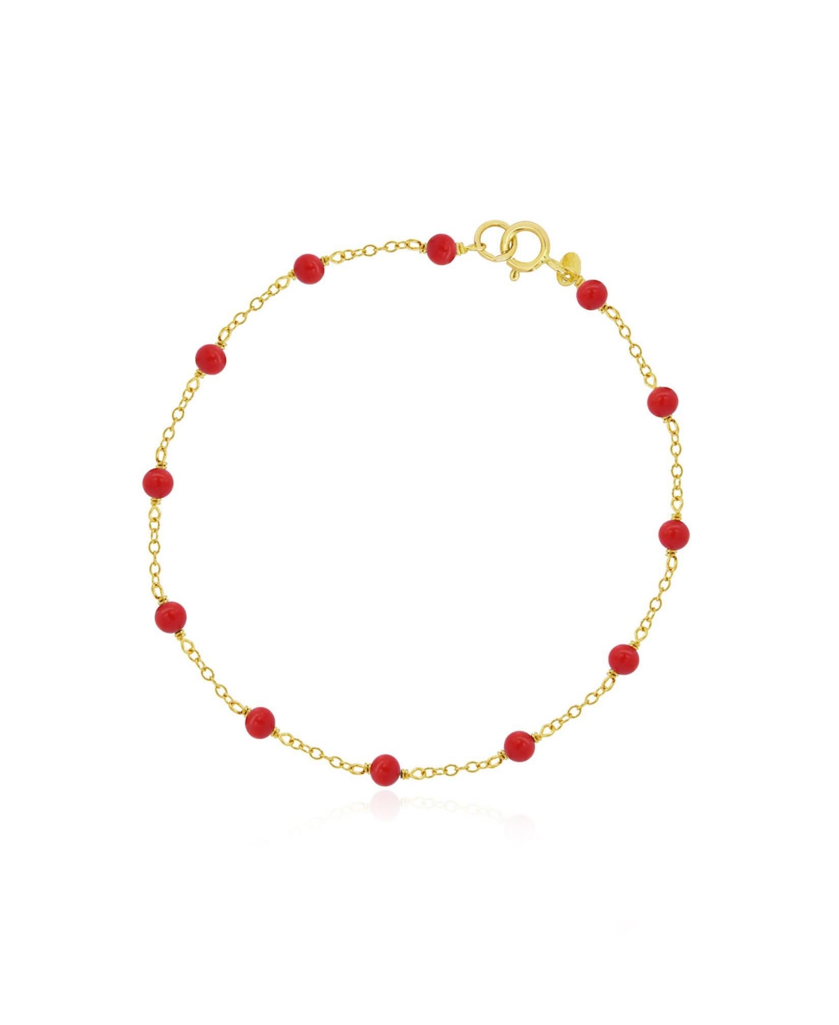 Coral Bead Chain Bracelet 14K Gold - Coral