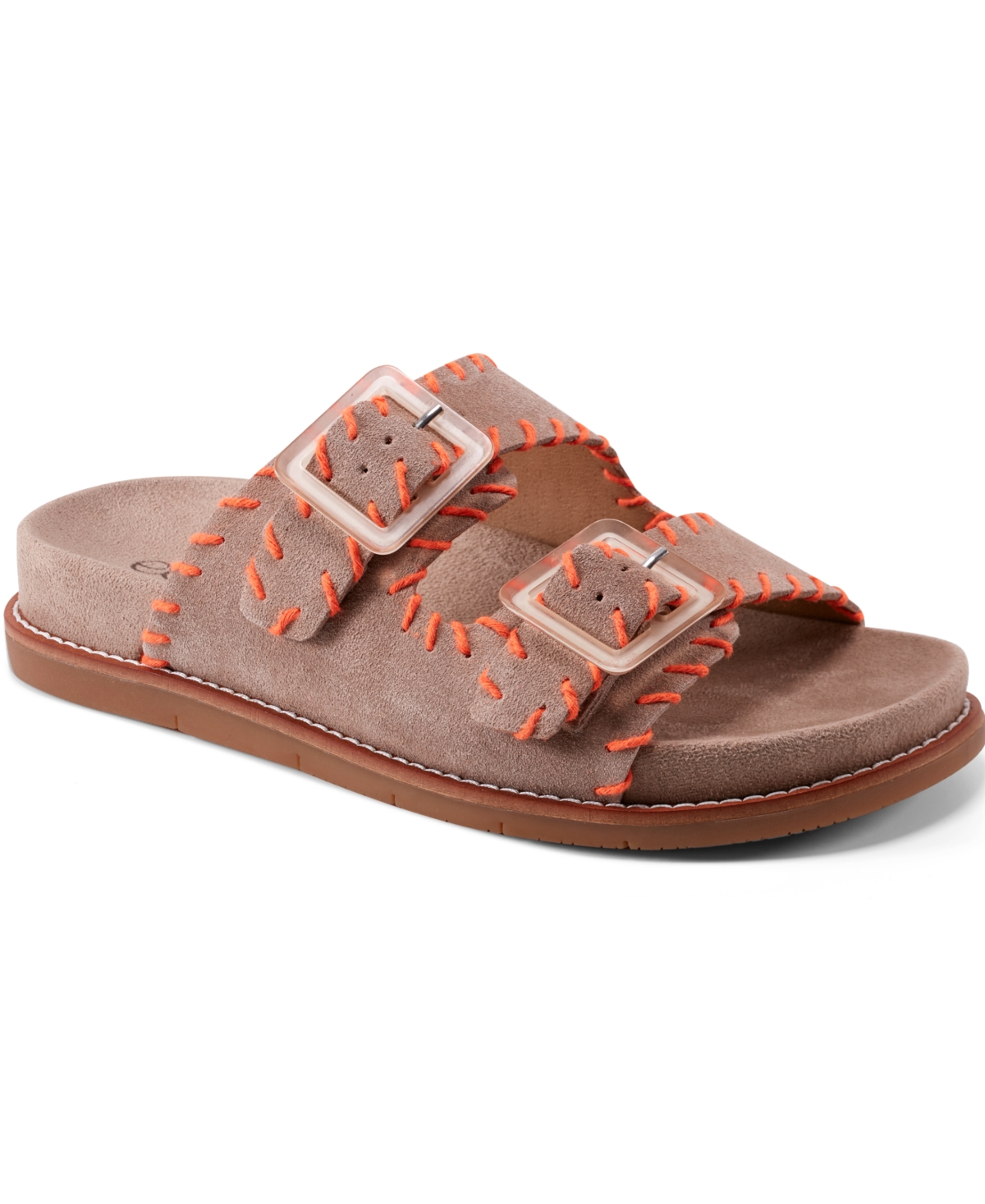 EARTH WOMEN'S FAUSTO STITCHED DOUBLE BAND SLIP-ON SANDALS 