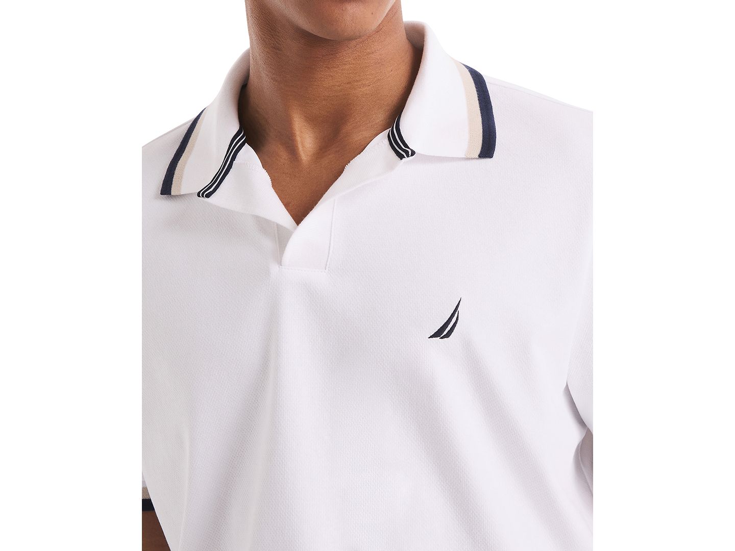 Мужское поло Nautica Classic-Fit Johnny Collar Tipped Polo Shirt, цвет: Яркий белый — фото 3