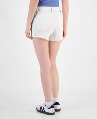 Juniors' Lace-Trimmed Mom Shorts
