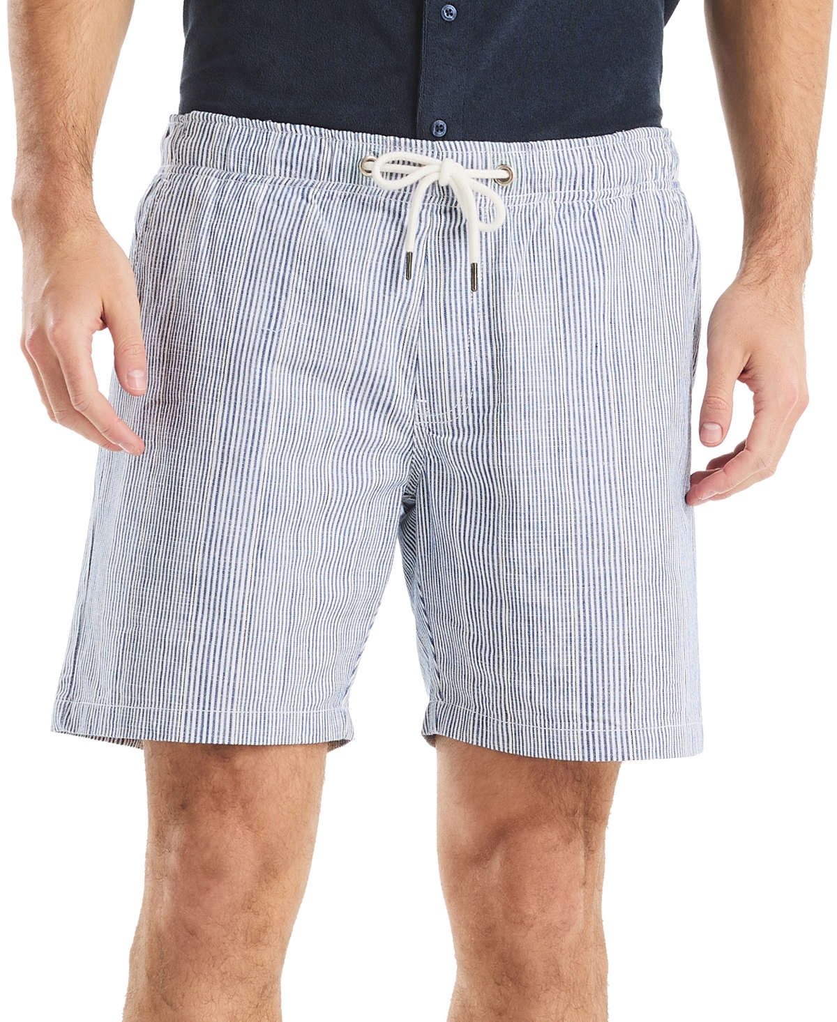 Nautica 7" Striped Textured Pull-on Short In Blue