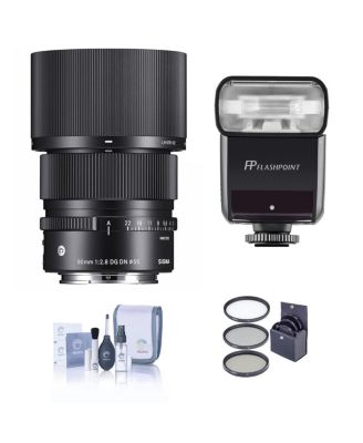 90mm f/2.8 DG DN Contemporary Lens for L Mount, Bundle with Flashpoint Zoom-Mini TTL R2 Flash, Filter Kit, Cleaning Kit