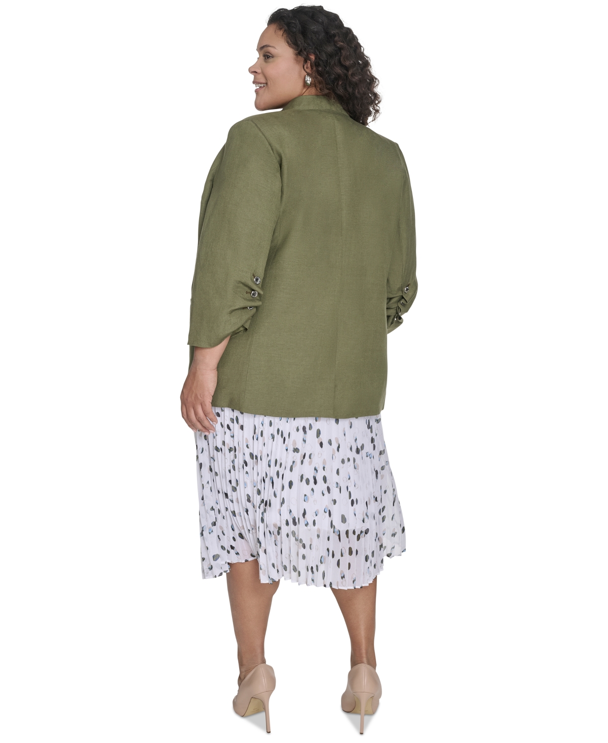 CALVIN KLEIN PLUS SIZE LINEN-BLEND BLAZER 