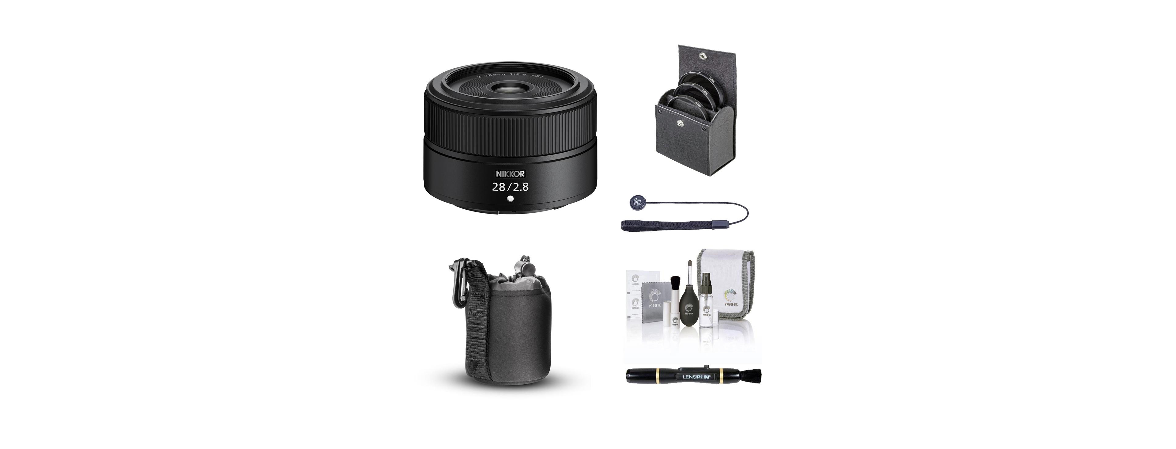 Nikon Nikkor Z 28mm f/2.8 Lens, Bundle with Bower 52mm Video Filter Kit, Lens Pouch, Lens Cleaner, Cleaning Kit, Lens Cap Tether