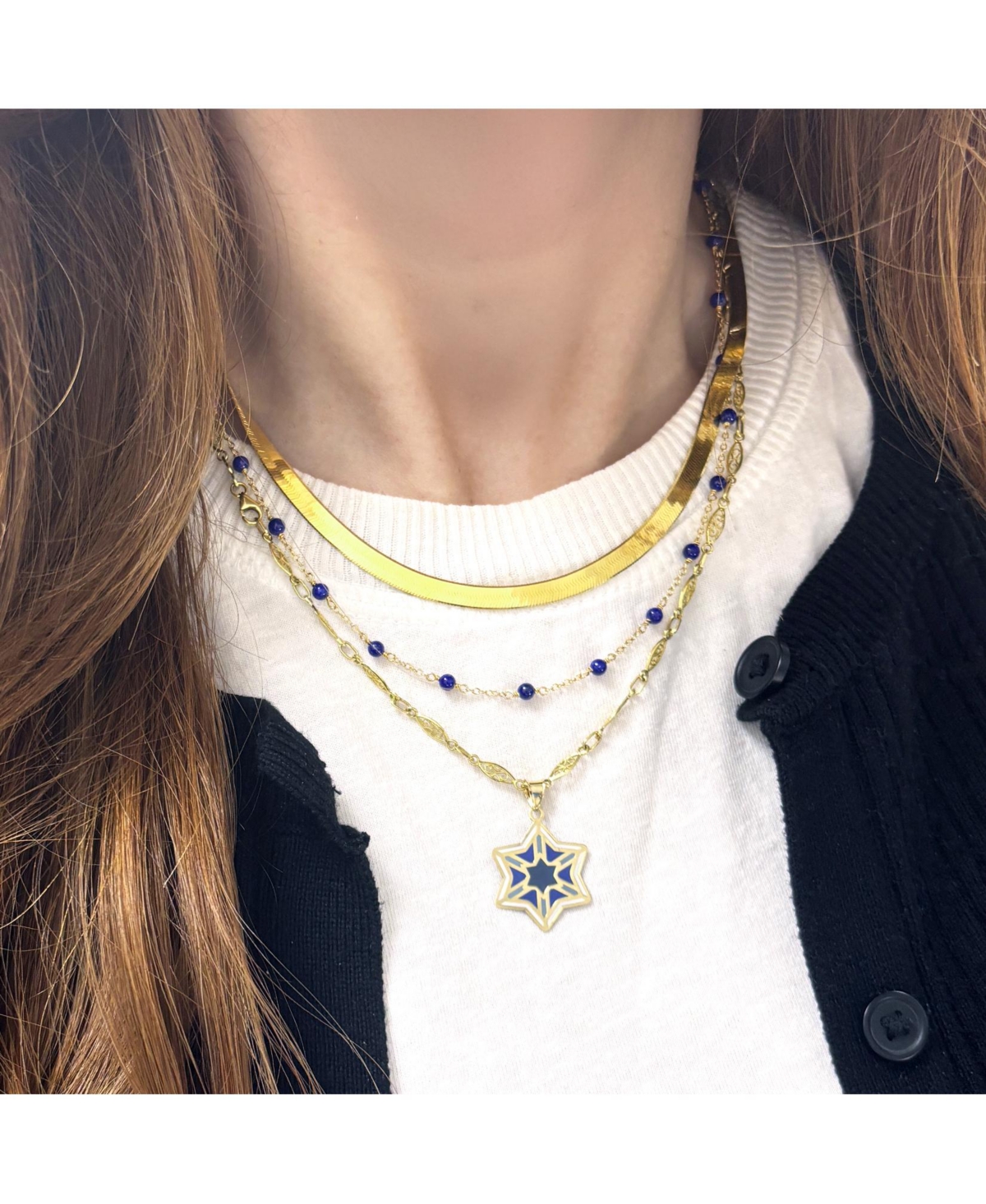 The Lovery Lapis Bead Chain Necklace 14K Gold