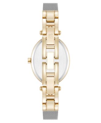 Women's Quartz Continental Oval Two-Tone Stainless Steel Mesh Band Watch, 26mm