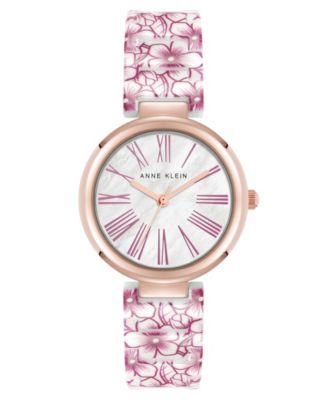 Anne Klein Floral Pink Watch Ceramic Floral Dial Watch in Blush Pink | Anne Klein main image 2