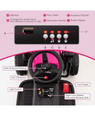 12V Kids Ride on Road Roller with 2.4G Remote Control-Pink