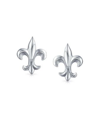 Set of 2 Fleur De Lis Stud Earrings in Sterling Silver