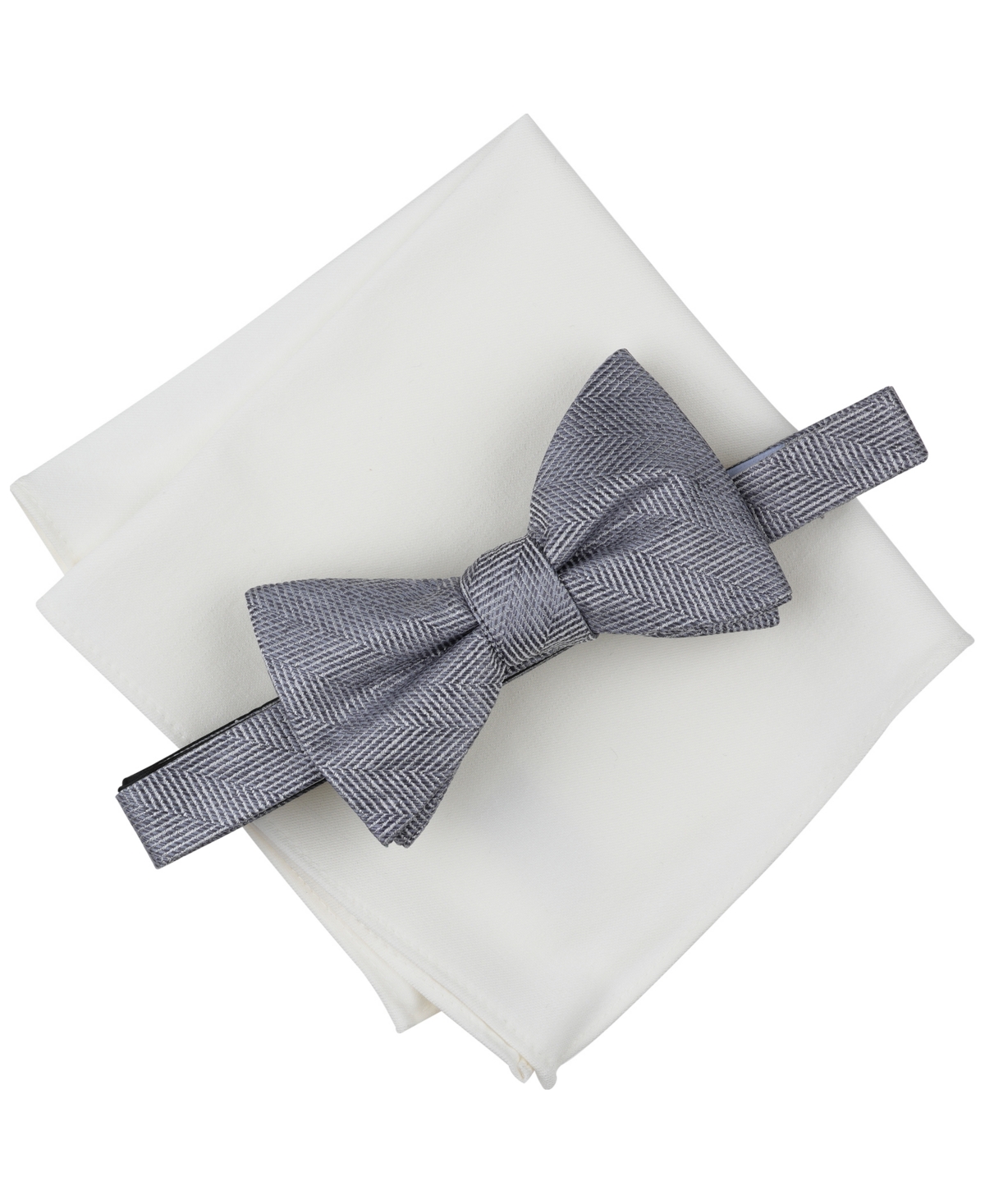Bar Iii Men's Chevron Bow Tie & Solid Pocket Square Set, Exclusively At Macy's