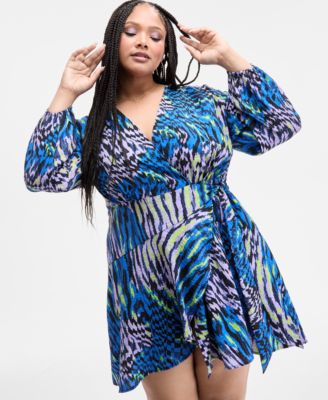 Trendy Plus Size Crinkle Wrap Dress