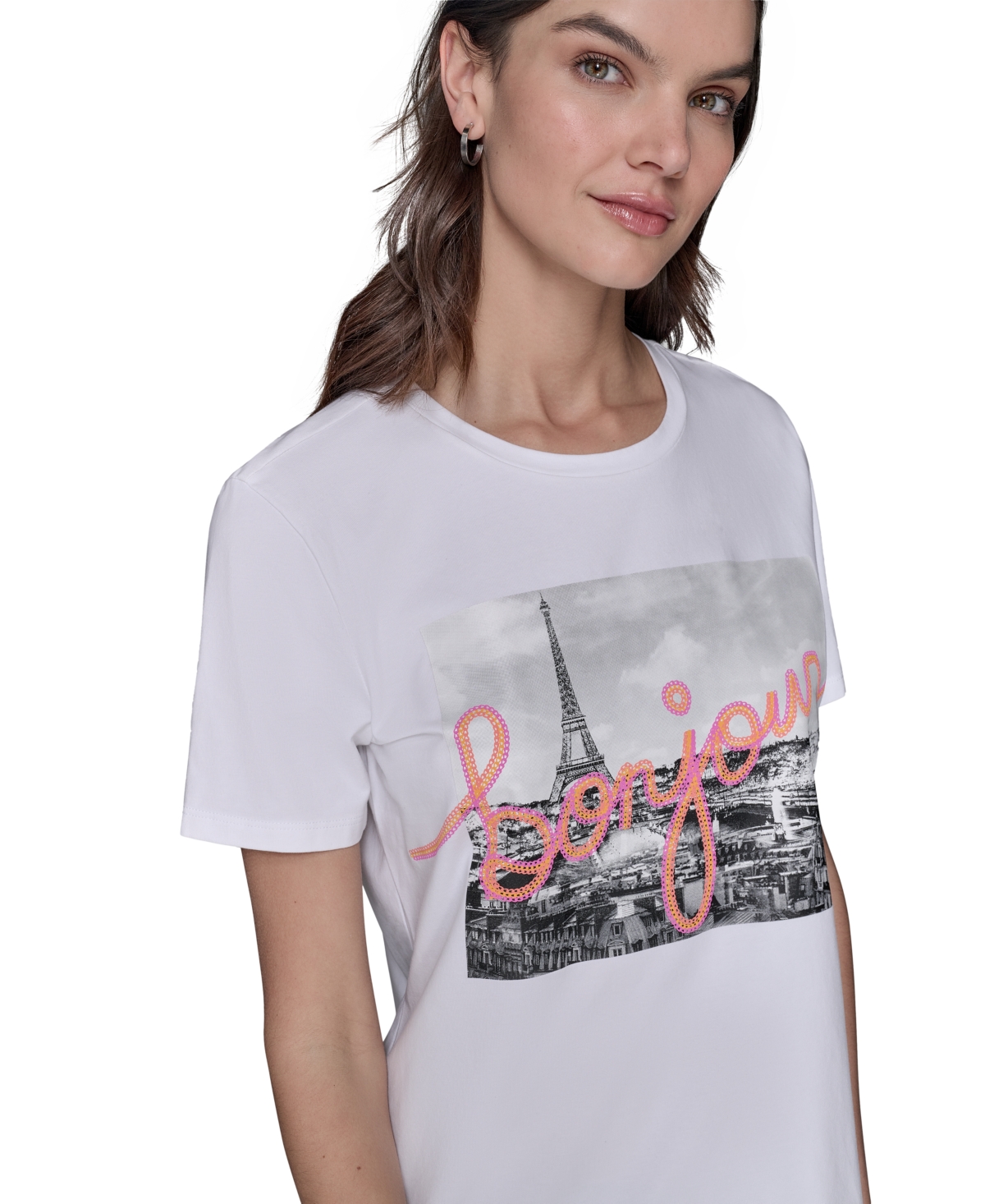 KARL LAGERFELD PETITE BONJOUR GRAPHIC PARIS T-SHIRT 