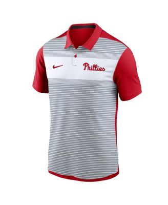 Men's White/Red Philadelphia Phillies Vapor Striped Performance Polo Shirt