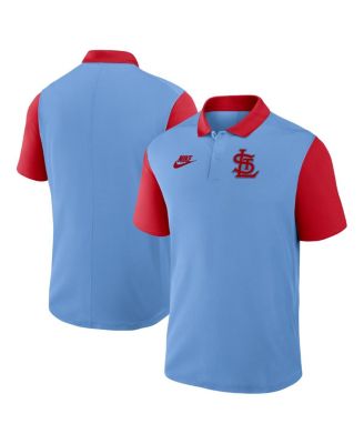 Men's Light Blue/Red St. Louis Cardinals Cooperstown Collection Color-Block Victory Performance Polo Shirt
