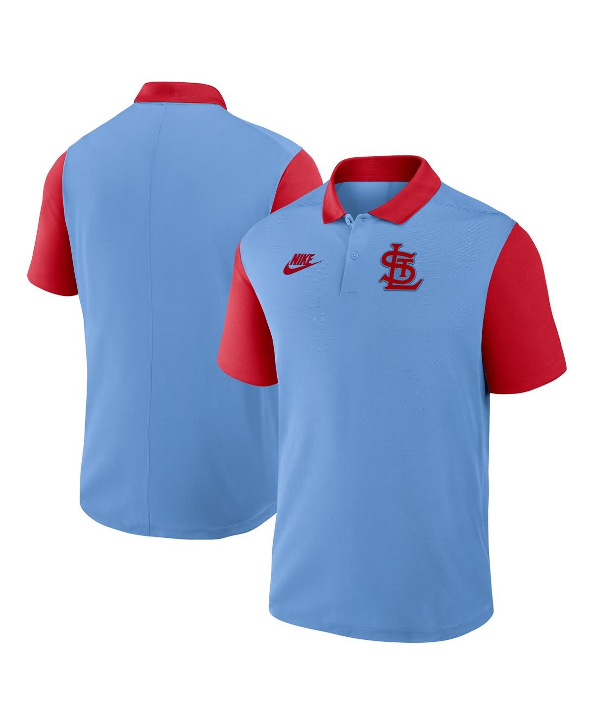 Nike Men's Light Blue/red St. Louis Cardinals Cooperstown Collection Color-block Victory Performance Polo In Light Blue,red