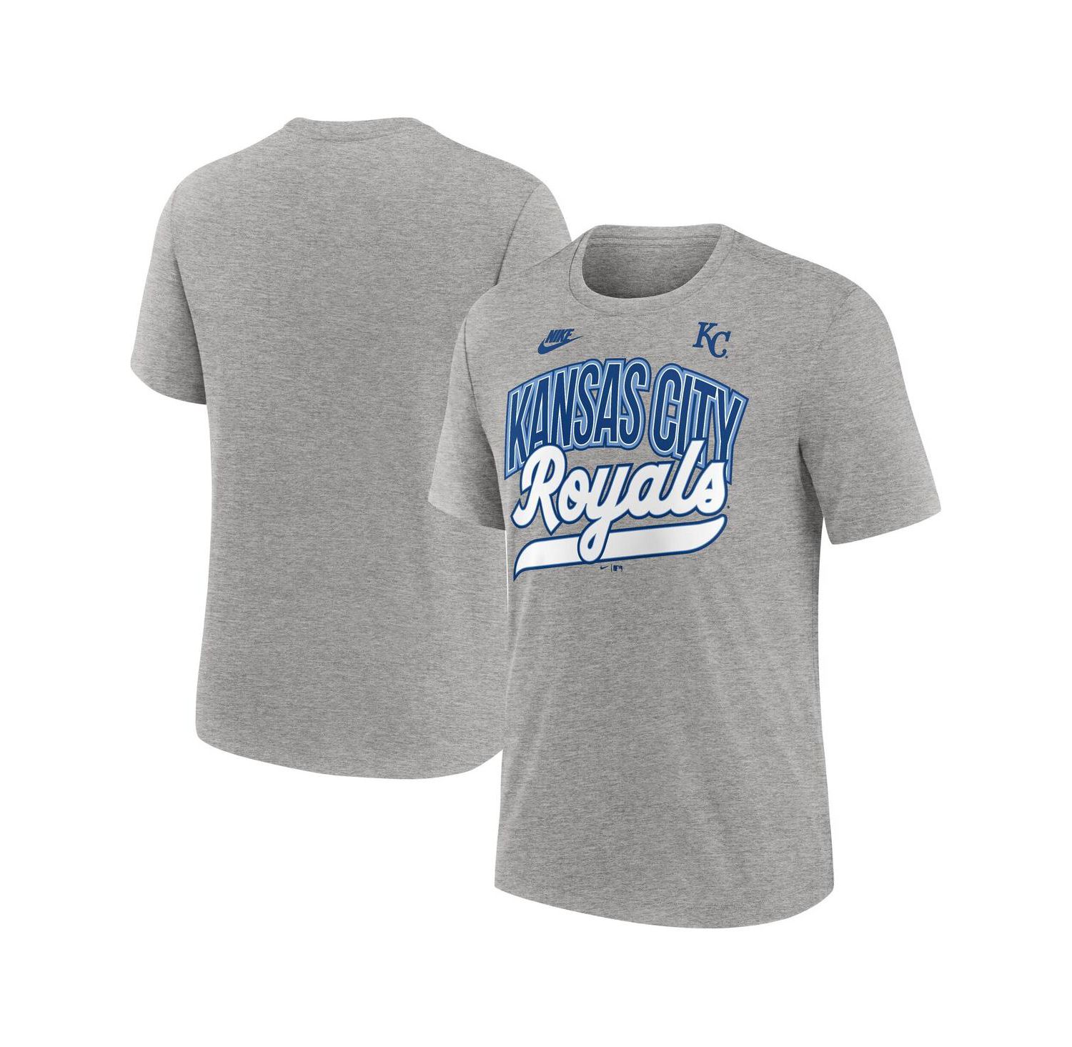 Men's Heather Gray Kansas City Royals Cooperstown Collection Retro Tri-Blend T-Shirt