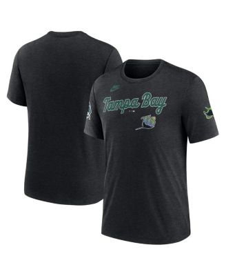 Nike - Men's Heather Black Tampa Bay Rays Cooperstown Collection Eras Tri-Blend T-Shirt