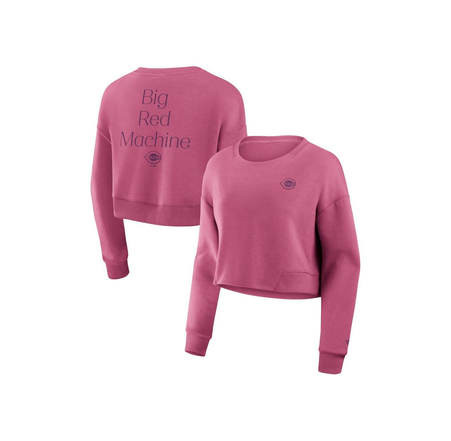 Women's Pink Cincinnati Reds Relax Studio Cropped Pullover Sweatshirt