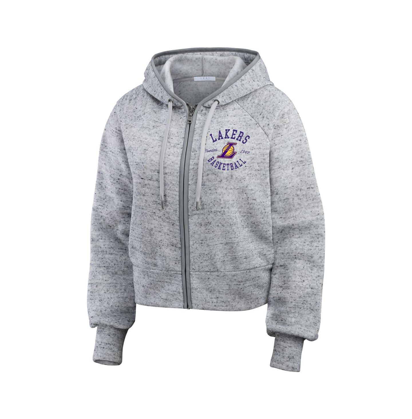 Женское худи WEAR by Erin Andrews Heather Gray Los Angeles Lakers Speckled Radiator Full-Zip — фото 2